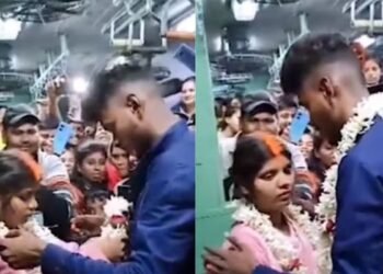 چلتی ٹرین میں شادی کی انوکھی تقریب، دیکھنے والے دنگ